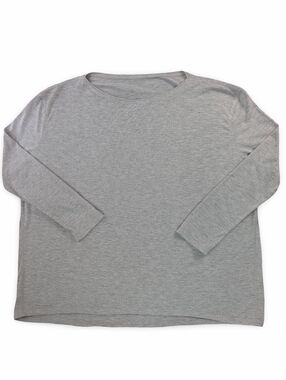 Pure Barre Womens Light Gray Grey Long Sleeve Knit Top Tee Loose Flowy Size M